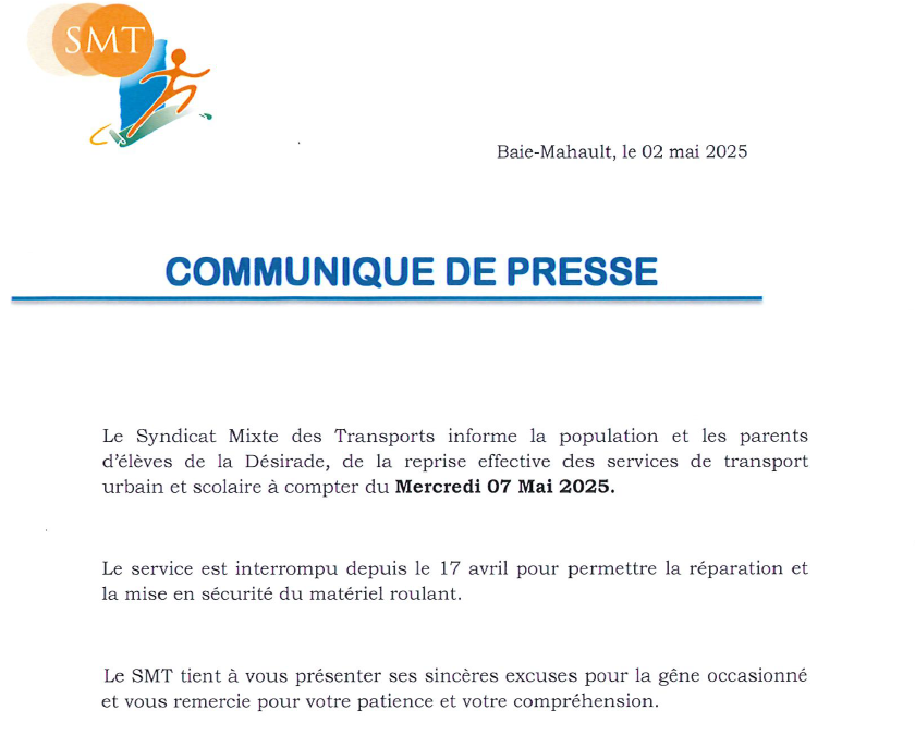 COMMUNIQUE DE PRESSE